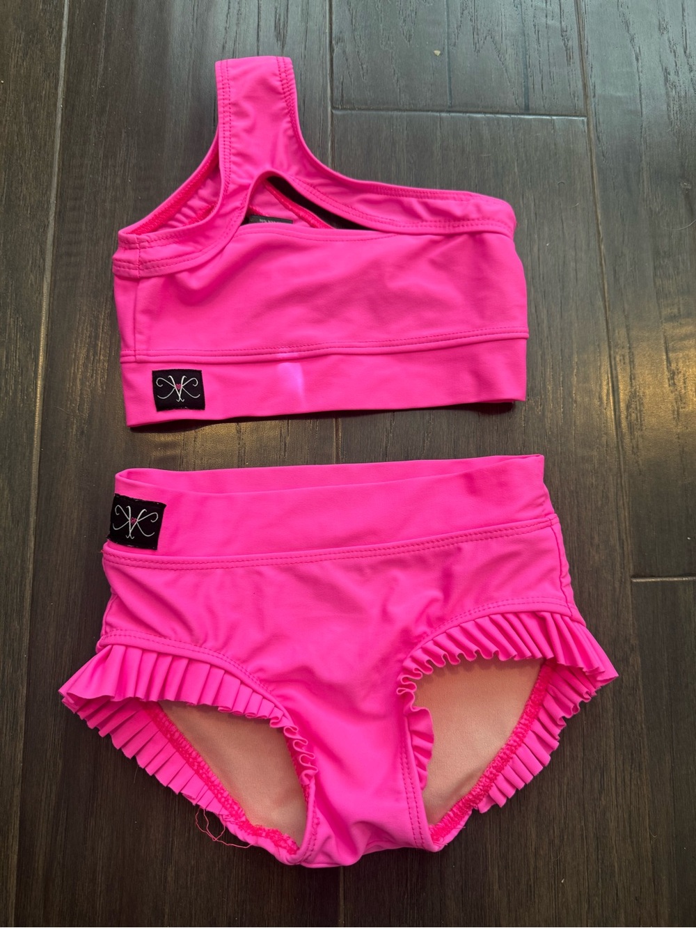 Girls' Hot Pink One-Shoulder Dance Set by Kandi kouture